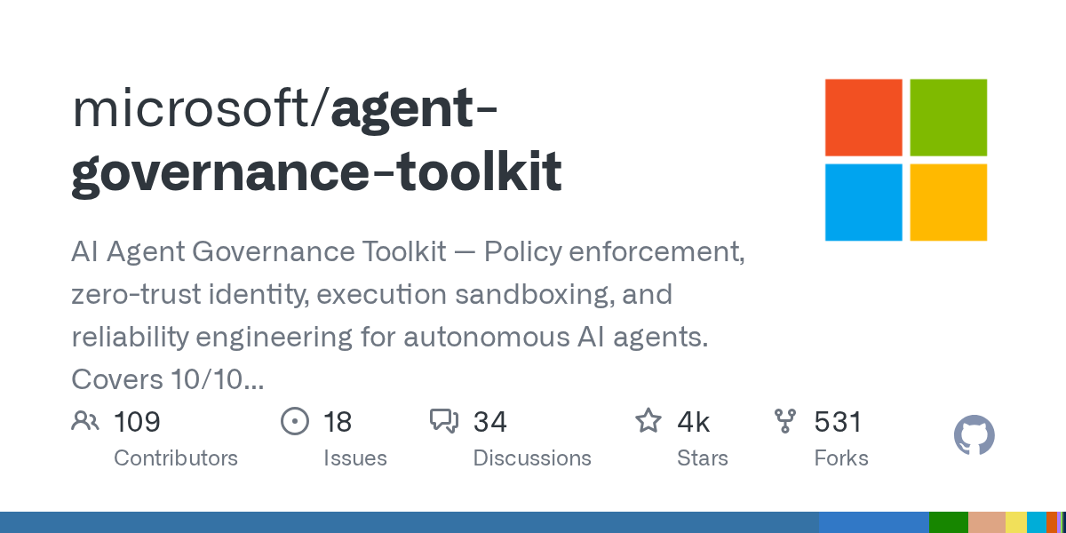 GitHub OpenGraph image for Microsoft Agent Governance Toolkit